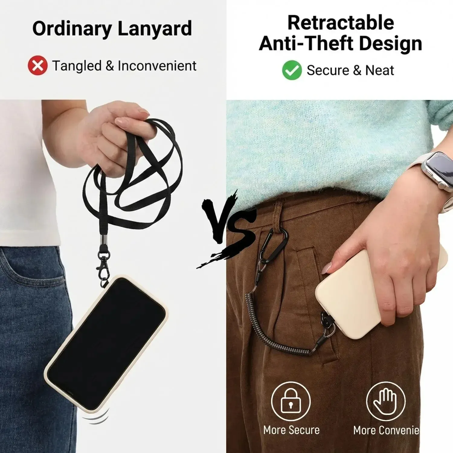 Détail du cordon de sécurité pour téléphone
