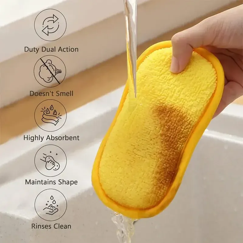 Lingettes éponge multifonctions – Tampons de nettoyage lavables et réutilisables pour cuisine et salle de bain, casseroles, poêles et plats 3