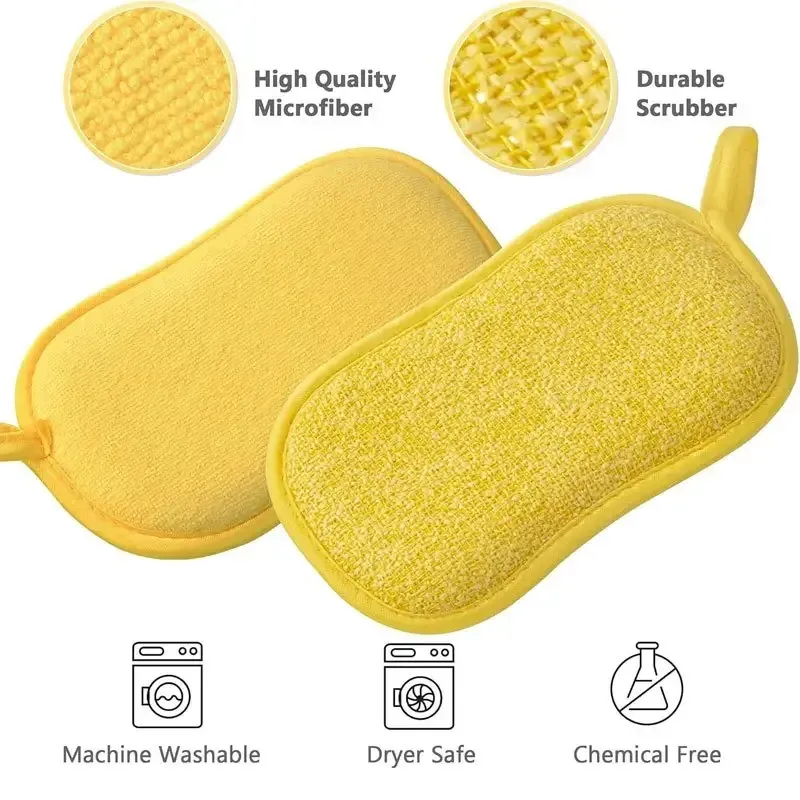 Lingettes éponge multifonctions – Tampons de nettoyage lavables et réutilisables pour cuisine et salle de bain, casseroles, poêles et plats 4
