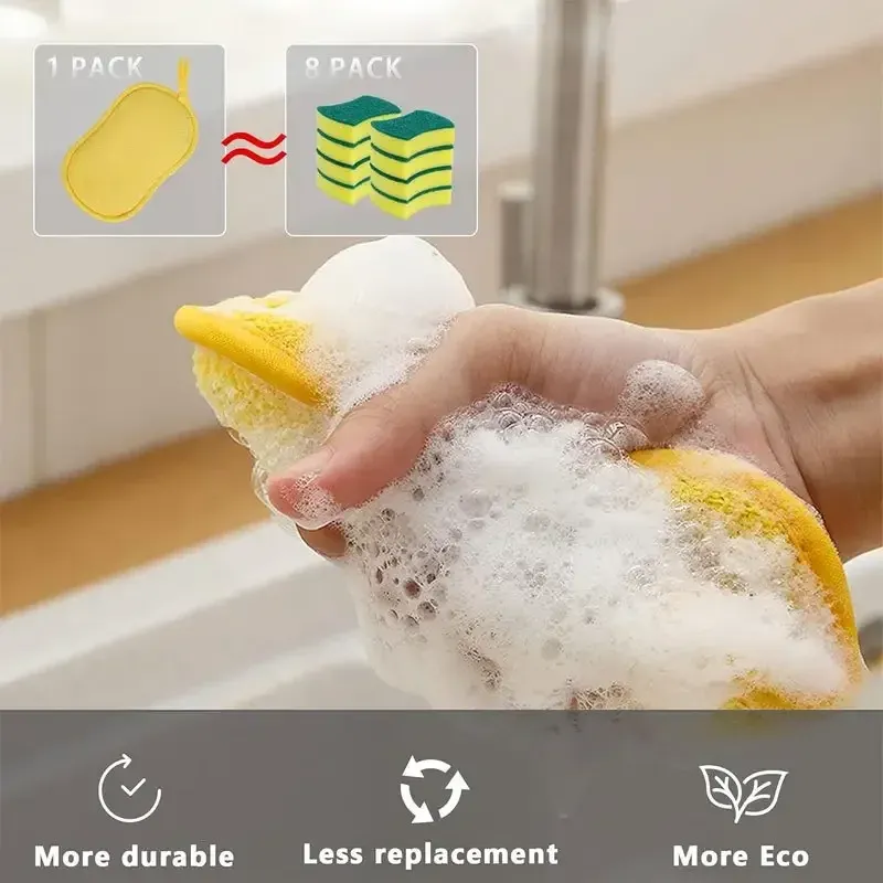 Lingettes éponge en situation d'utilisation dans la cuisine