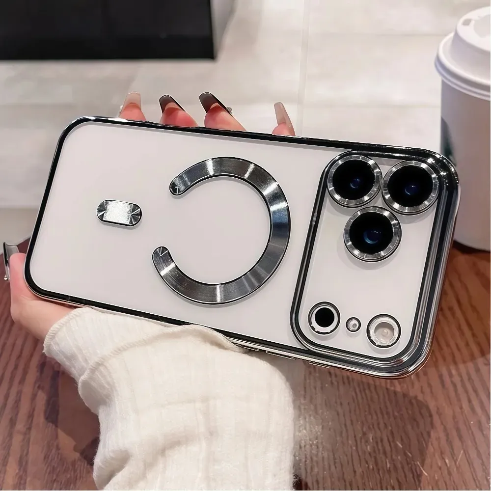 Coque de téléphone magnétique de luxe compatible MagSafe, plaquée, pour iPhone 18 et 17 Pro Max, iPhone 17 Air, coque de protection transparente pour iPhone 17 et 18 Pro Max 5