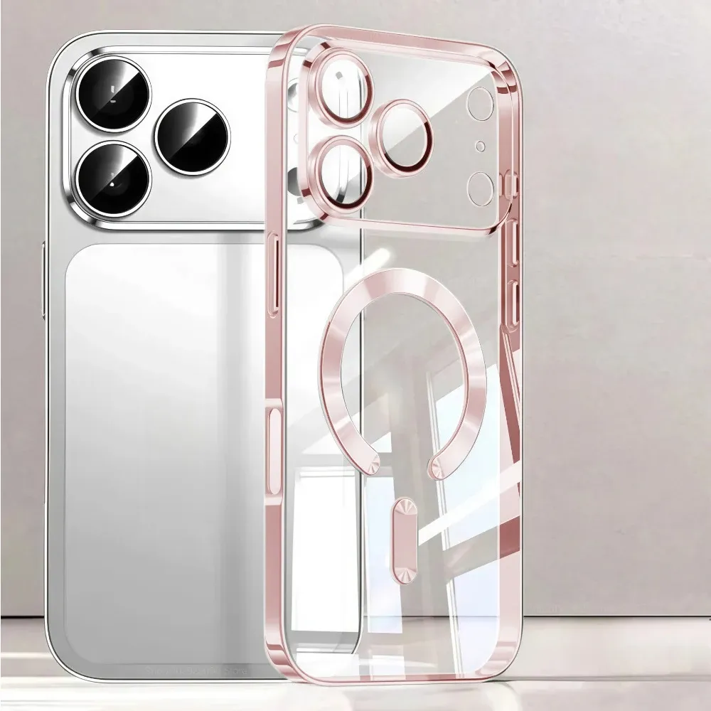 Coque de téléphone magnétique de luxe compatible MagSafe, plaquée, pour iPhone 18 et 17 Pro Max, iPhone 17 Air, coque de protection transparente pour iPhone 17 et 18 Pro Max 10