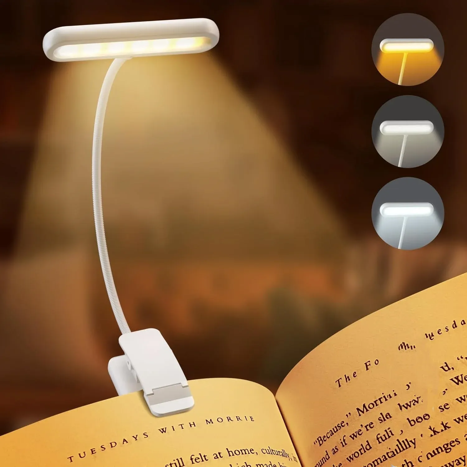 Lampe de lecture rechargeable USB à 14 LED, flexible et portable, à lumière réglable 10