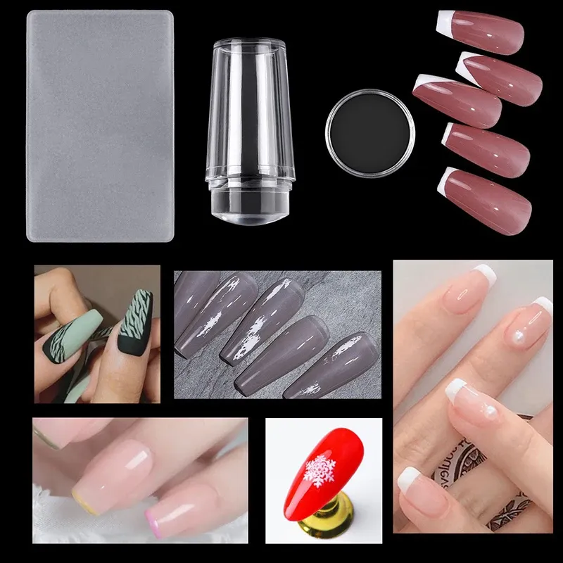 Kit de tampons et pochoirs pour nail art à la française, plaques d'estampage pour manucure 5