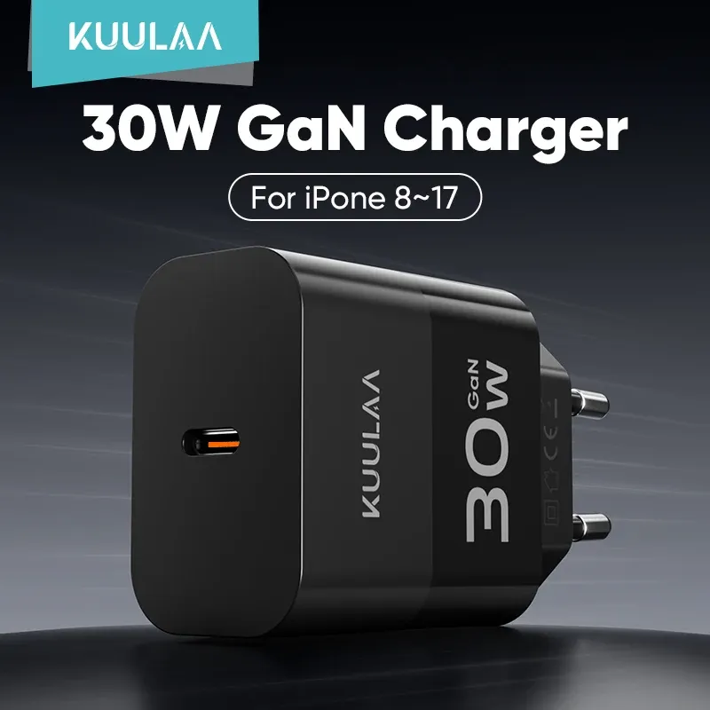 Chargeur rapide KUULAA Mini 30 W USB-C PD QC 3.0 pour iPhone, Samsung Galaxy et iPad - Image 1