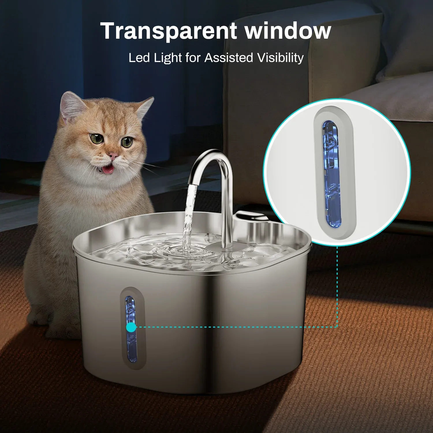 Fontaine à eau pour chat, finitions et détails