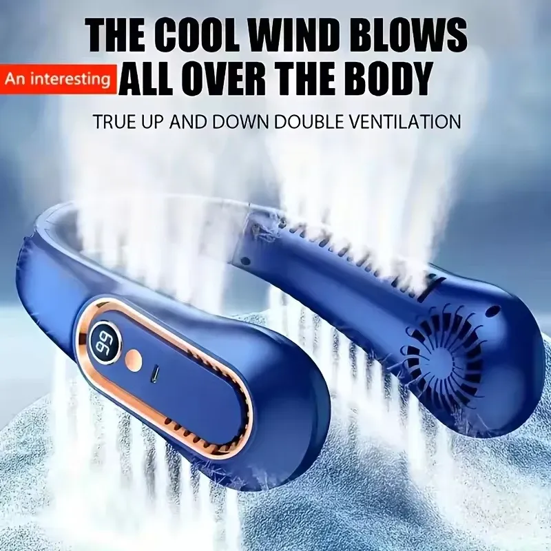 Ventilateur de cou portable sans pales avec écran numérique et batterie rechargeable USB 2