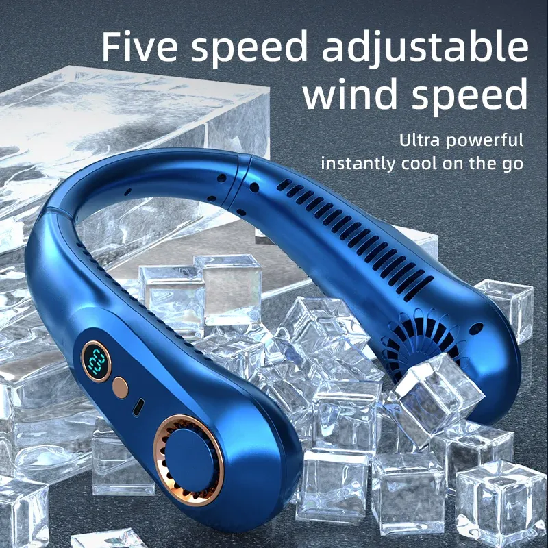 Ventilateur de cou portable sans pales avec écran numérique et batterie rechargeable USB 6