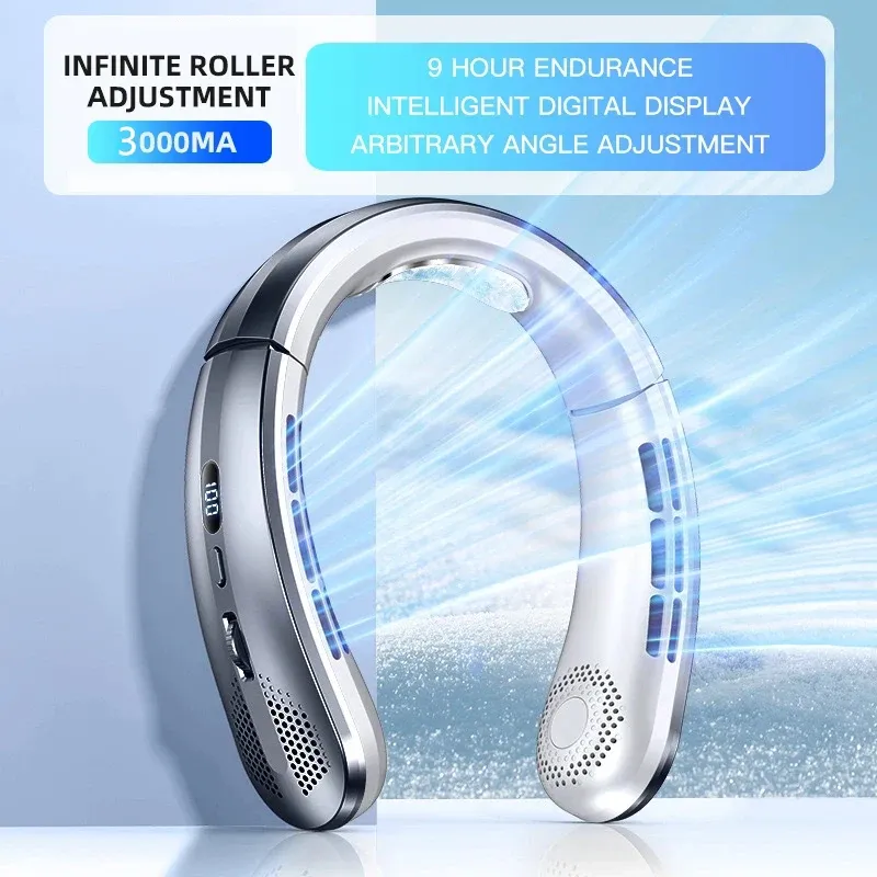 Ventilateur de cou portable sans pales avec écran numérique et batterie rechargeable USB 13