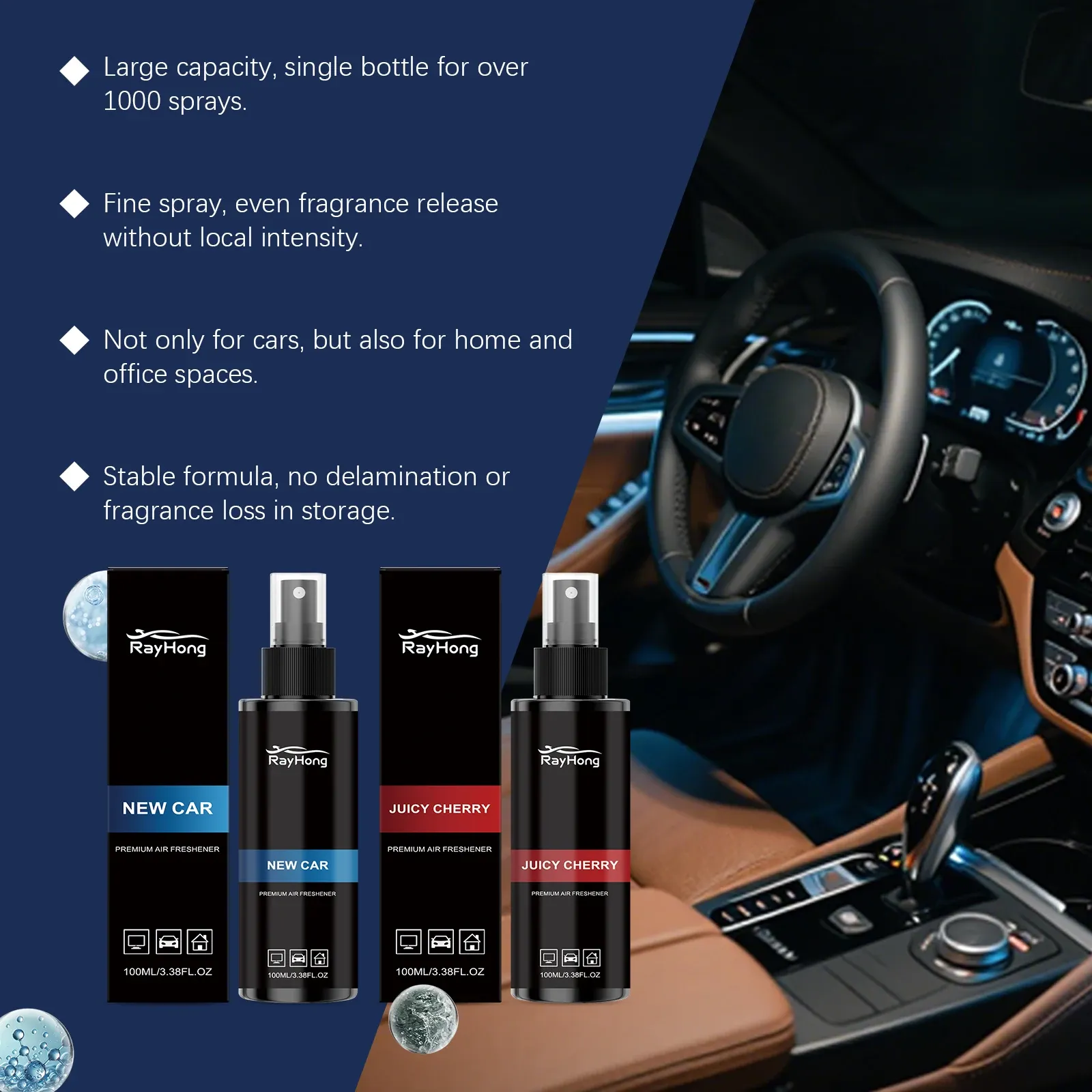 Désodorisant Spray pour Voiture Parfum Cerise Longue Durée 6