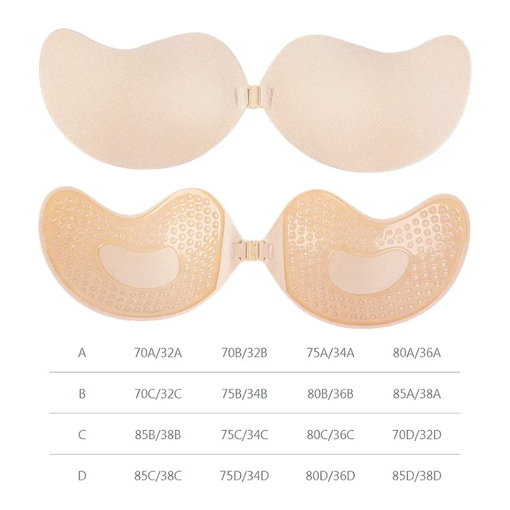 Soutien-gorge push-up invisible sans bretelles et dos nu, sans couture, fermeture frontale, avec coussinets auto-adhésifs en silicone 6
