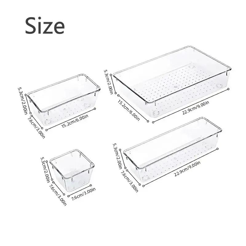 Ensemble de 7 ou 14 bacs de rangement transparents en plastique pour bureau 6