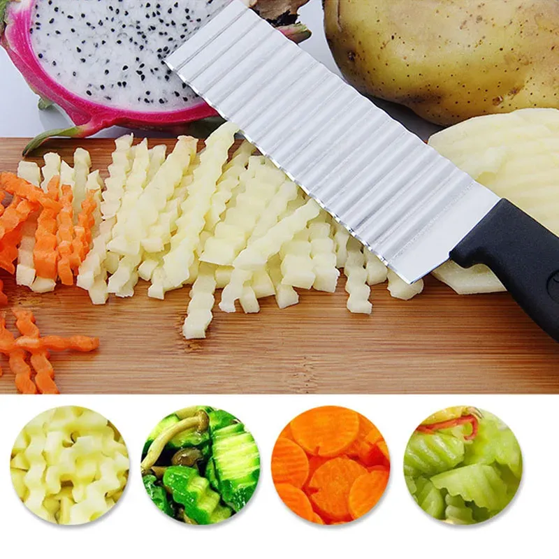 Coupe-frites ondulé en acier inoxydable, trancheuse à pommes de terre et hachoir à légumes 4