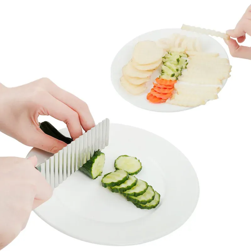 Coupe-frites ondulé en acier inoxydable, trancheuse à pommes de terre et hachoir à légumes 6