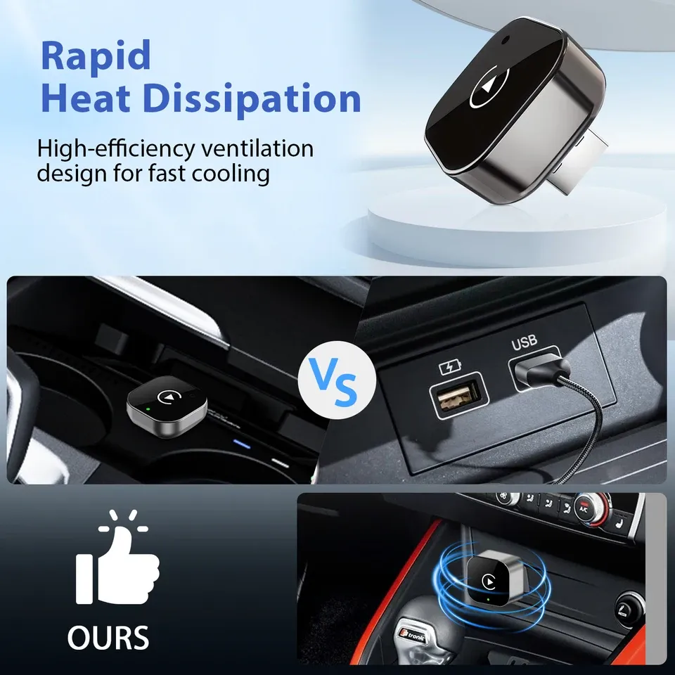 Adaptateur sans fil 2-en-1 CarPlay et Android Auto 2026, Wi-Fi 5 GHz, connexion Type-C/USB, plug & play 3