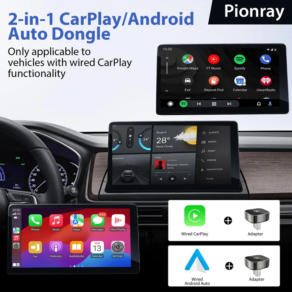Adaptateur sans fil 2-en-1 CarPlay et Android Auto 2026, Wi-Fi 5 GHz, connexion Type-C/USB, plug & play 4