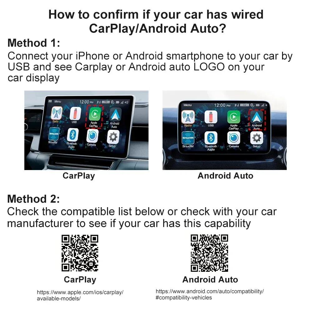 Adaptateur sans fil CarPlay et Android Auto 2-en-1