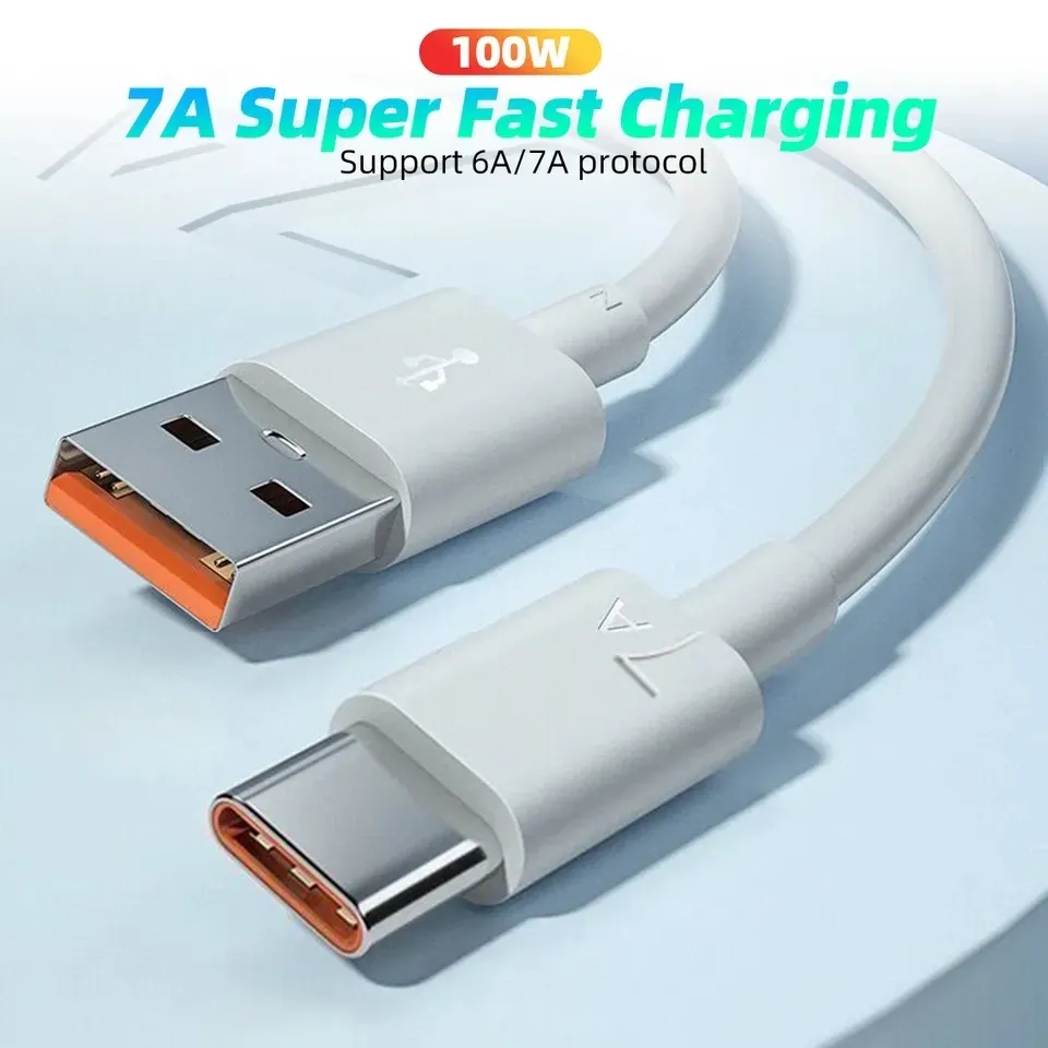 Câble de charge rapide USB Type-C 100 W 7 A, compatible Huawei, Xiaomi, POCO, OPPO, Realme et OnePlus 6