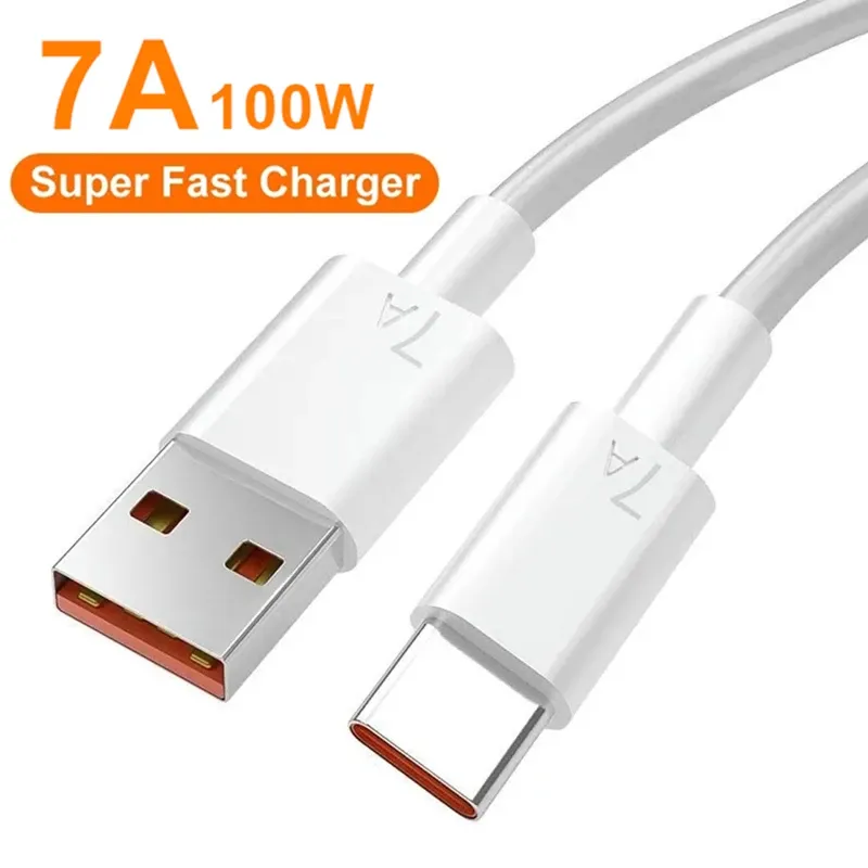 Câble de charge rapide USB Type-C 100 W 7 A, compatible Huawei, Xiaomi, POCO, OPPO, Realme et OnePlus 7