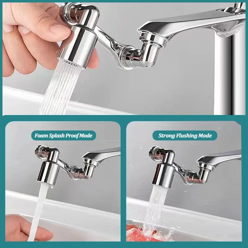 1440° Aérateur de Robinet Métallique Évolutif Anti-éclaboussures pour Salle de Bain, Filtre Bulleur Économiseur d'Eau pour Cuisine - Image 1