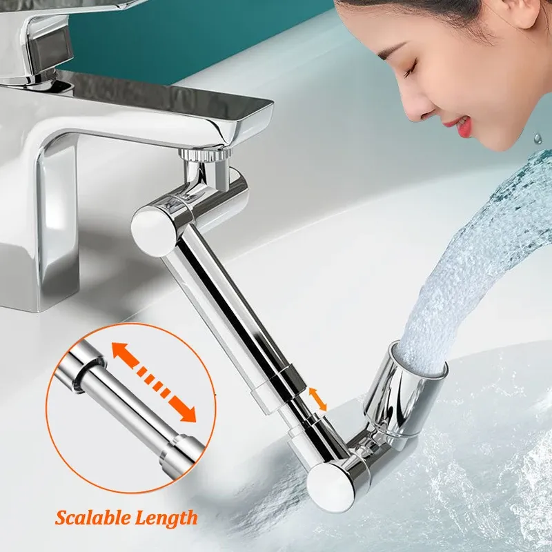1440° Aérateur de Robinet Métallique Évolutif Anti-éclaboussures pour Salle de Bain, Filtre Bulleur Économiseur d'Eau pour Cuisine 2