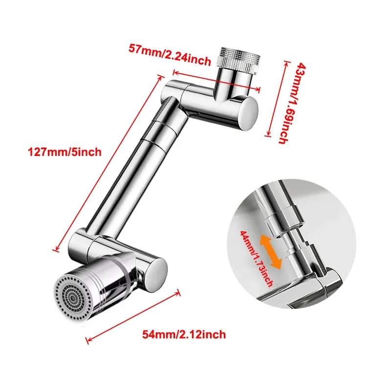 1440° Aérateur de Robinet Métallique Évolutif Anti-éclaboussures pour Salle de Bain, Filtre Bulleur Économiseur d'Eau pour Cuisine 6