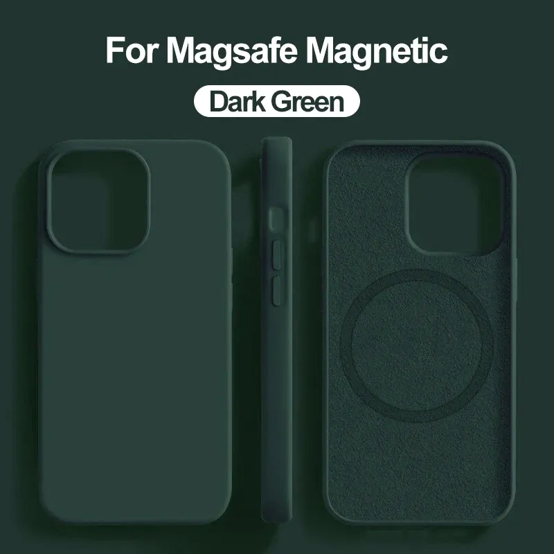Étui de protection antichoc en silicone liquide pour iPhone, compatible MagSafe et charge sans fil, finition haut de gamme, pour iPhone 11, 12, 13, 14, 15, 16, 17, Air, Pro, Pro Max et Plus 7