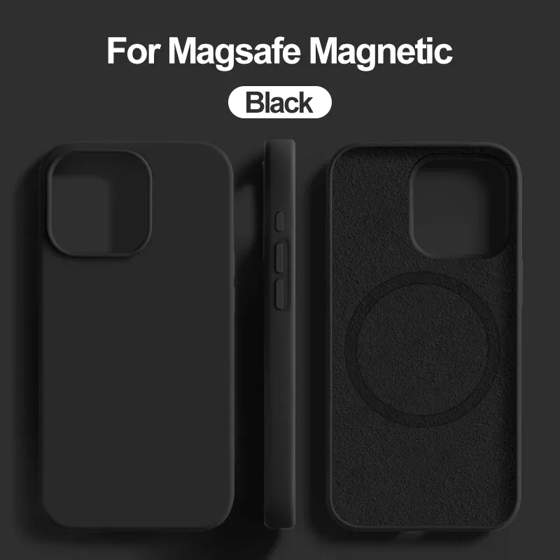 Étui de protection antichoc en silicone liquide pour iPhone, compatible MagSafe et charge sans fil, finition haut de gamme, pour iPhone 11, 12, 13, 14, 15, 16, 17, Air, Pro, Pro Max et Plus 8