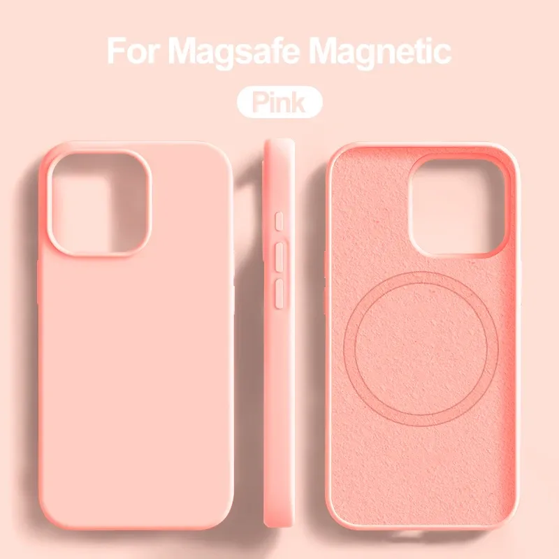 Étui de protection antichoc en silicone liquide pour iPhone, compatible MagSafe et charge sans fil, finition haut de gamme, pour iPhone 11, 12, 13, 14, 15, 16, 17, Air, Pro, Pro Max et Plus 11