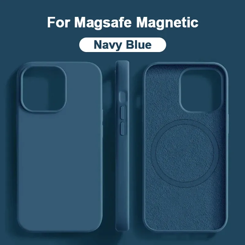 Étui de protection antichoc en silicone liquide pour iPhone, compatible MagSafe et charge sans fil, finition haut de gamme, pour iPhone 11, 12, 13, 14, 15, 16, 17, Air, Pro, Pro Max et Plus 9