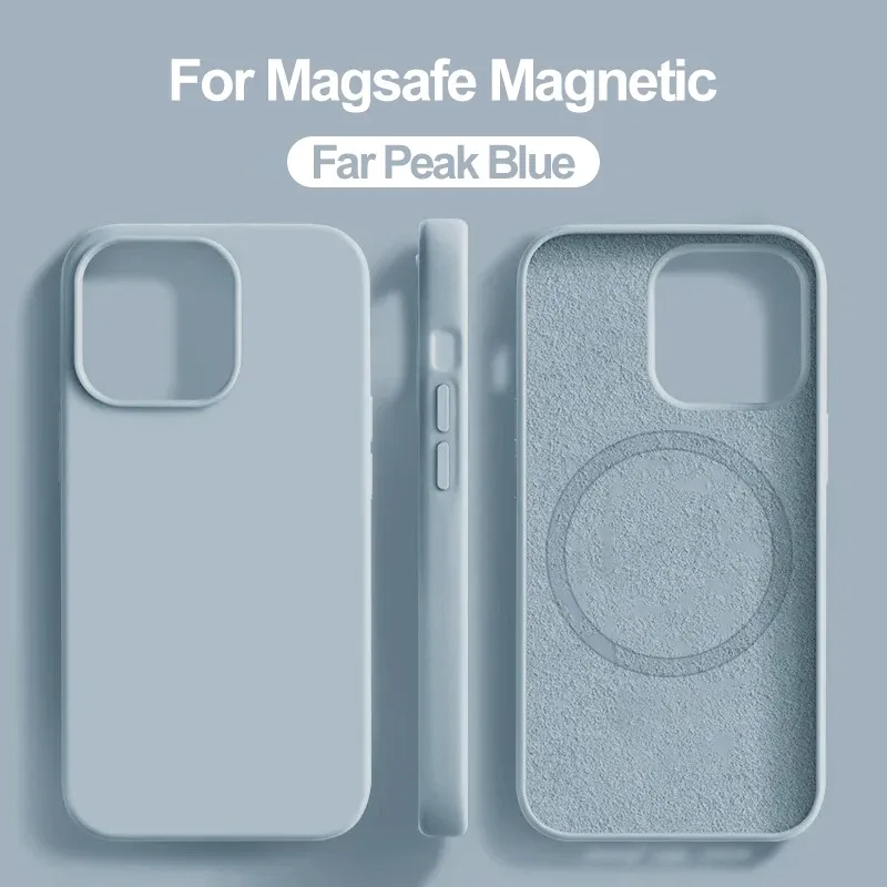 Étui de protection antichoc en silicone liquide pour iPhone, compatible MagSafe et charge sans fil, finition haut de gamme, pour iPhone 11, 12, 13, 14, 15, 16, 17, Air, Pro, Pro Max et Plus 14