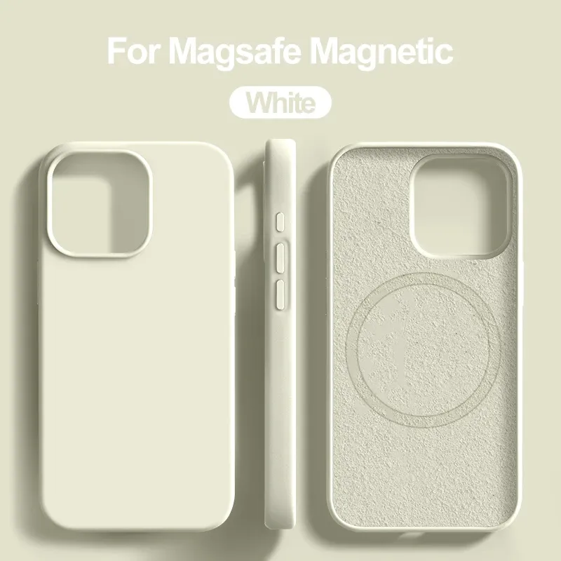 Étui de protection antichoc en silicone liquide pour iPhone, compatible MagSafe et charge sans fil, finition haut de gamme, pour iPhone 11, 12, 13, 14, 15, 16, 17, Air, Pro, Pro Max et Plus 13