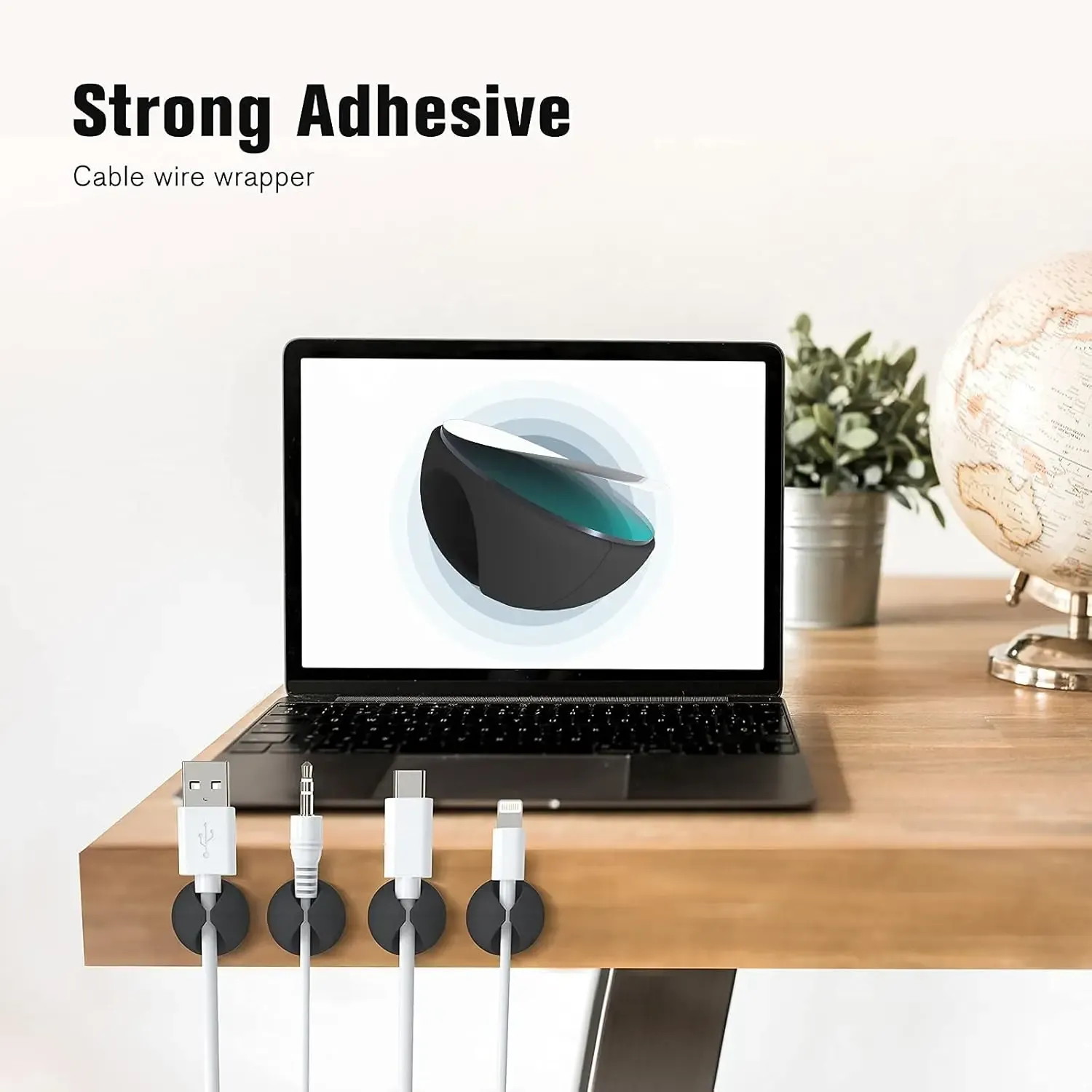 Clips adhésifs en silicone pour câbles, organisateurs de bureau, supports de câbles USB et écouteurs 5