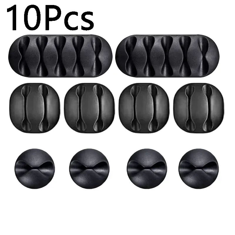 Clips adhésifs en silicone pour câbles, organisateurs de bureau, supports de câbles USB et écouteurs 9