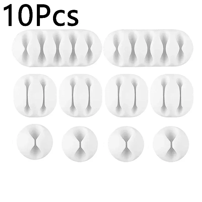 Clips adhésifs en silicone pour câbles, organisateurs de bureau, supports de câbles USB et écouteurs 20