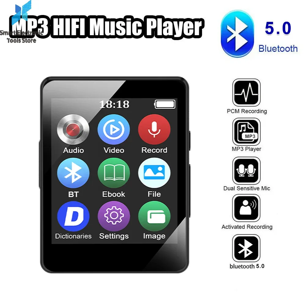 Lecteur MP3 portable Bluetooth 5.0 avec haut-parleur stéréo, lecteur vidéo MP4, fonction e-book et enregistreur - Image 1