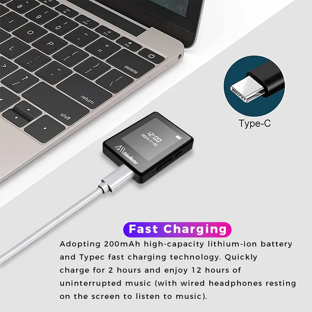 Lecteur MP3 portable Bluetooth 5.0 avec haut-parleur stéréo, lecteur vidéo MP4, fonction e-book et enregistreur 3