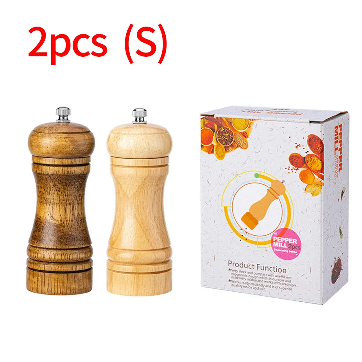 Broyeur manuel en bois de chêne 5, 8 et 10 pouces pour poivre, moulin à poivre et poivre du Sichuan, pot d'assaisonnement 8