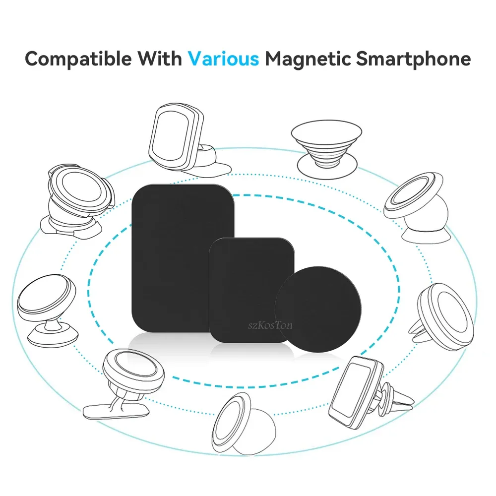 Plaque métallique pour support de téléphone de voiture, vue 1