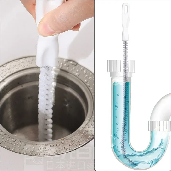 Brosse de dégorgement pour tuyaux, cuisine, salle de bains, évier, brosse de nettoyage de trop-plein, égouts flexibles, dissolvant de poils d'animaux, outils de nettoyage 2