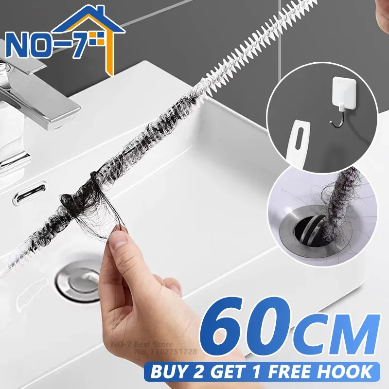 Brosse de dégorgement pour tuyaux, cuisine, salle de bains, évier, brosse de nettoyage de trop-plein, égouts flexibles, dissolvant de poils d'animaux, outils de nettoyage - Image 1