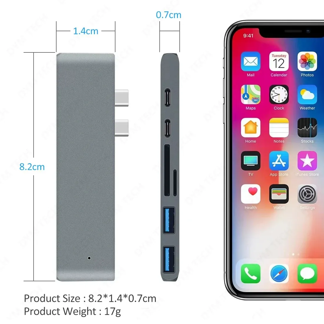 Hub USB-C utilisé dans un environnement de travail
