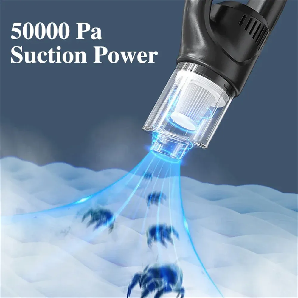 Aspirateur à main sans fil rechargeable 50000 Pa pour voiture, maison et animaux, mini aspirateur automatique 4