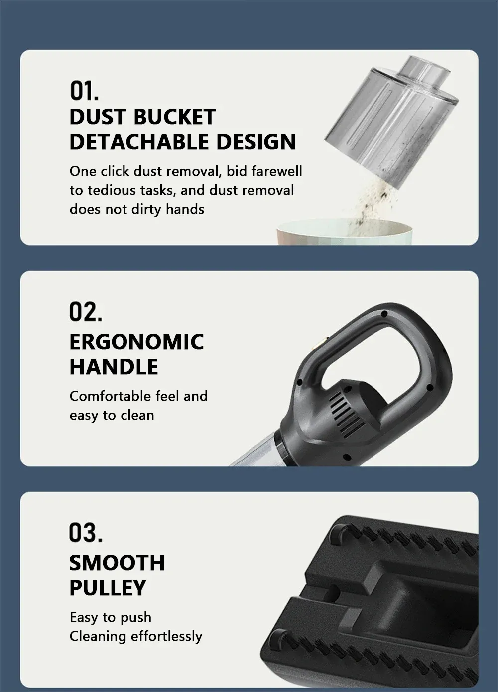 Aspirateur à main sans fil, gros plan