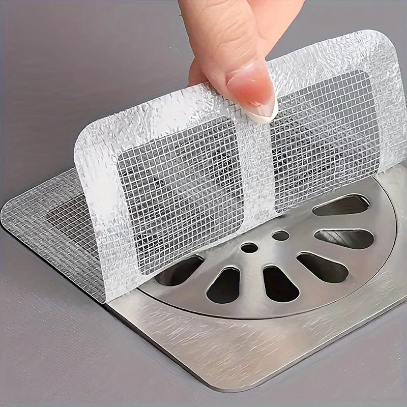 Lot de 50 filtres de drain jetables et auto-adhésifs en maille, étanches, pour douche, salle de bain et cuisine 2