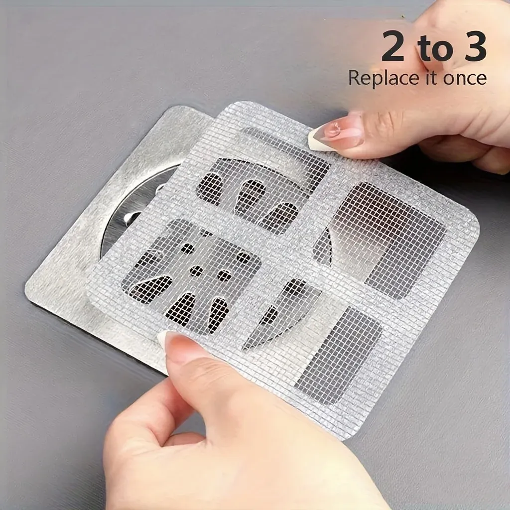Lot de 50 filtres de drain jetables et auto-adhésifs en maille, étanches, pour douche, salle de bain et cuisine 3