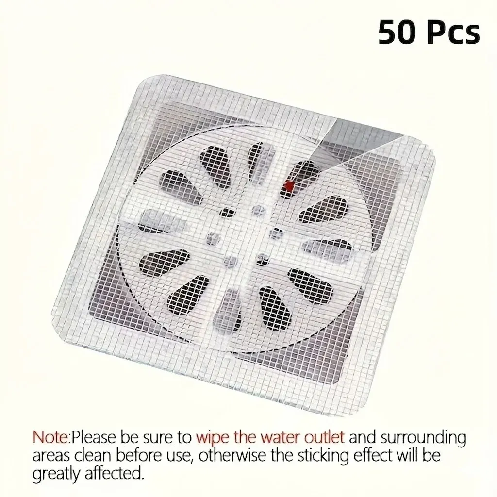 Lot de 50 filtres de drain jetables et auto-adhésifs en maille, étanches, pour douche, salle de bain et cuisine 7
