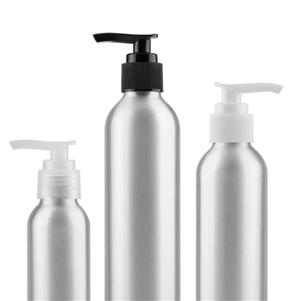 Flacon rond vide en aluminium avec pulvérisateur à gâchette, brumisateur fin ou pompe à lotion – 1 oz, 2 oz, 4 oz, 8 oz, 20 ml, 30 ml, 50 ml, 60 ml, 100 ml, 150 ml, 200 ml, 250 ml 4