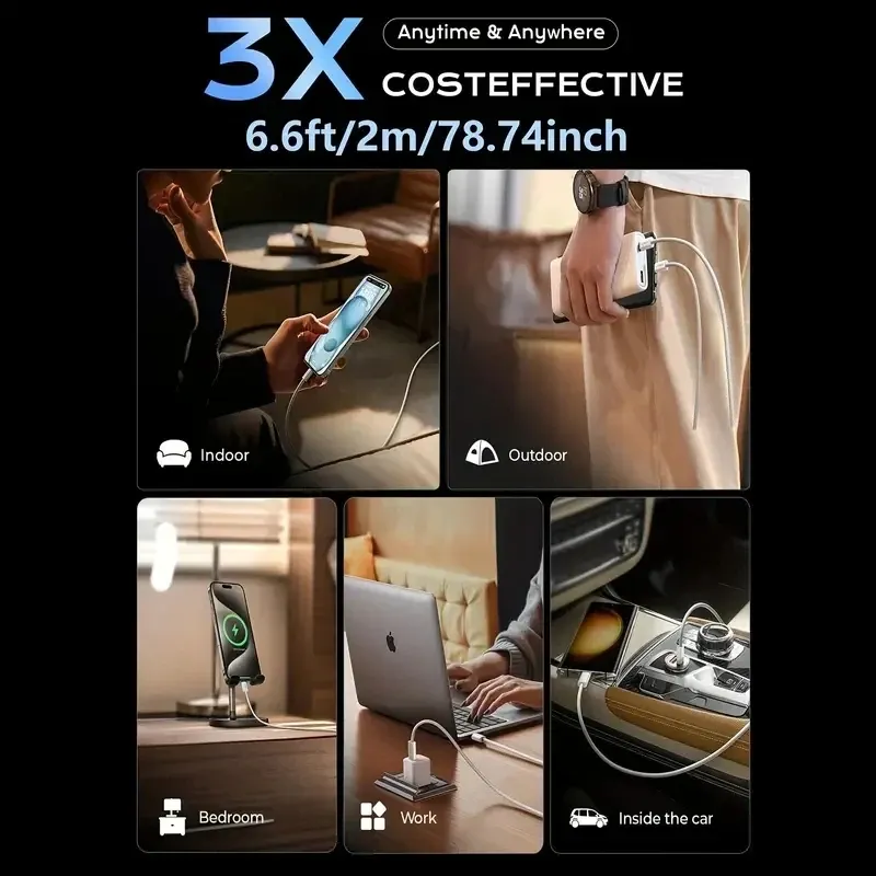 Câble de charge rapide USB-C d'origine 60 W PD pour iPhone 17 Air, 16 Pro Max et 15 Plus 6