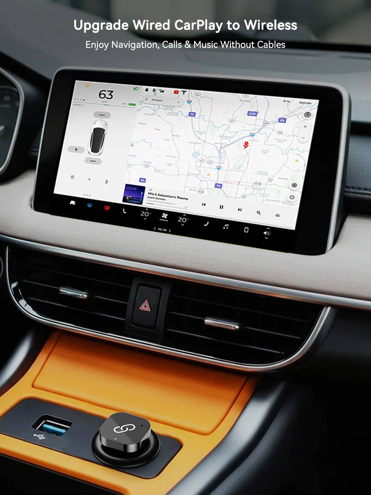Adaptateur CarPlay sans fil USB-C pour Android Auto USB-C, convertit CarPlay filaire en sans fil, plug & play, dongle CarPlay 2 en 1 3